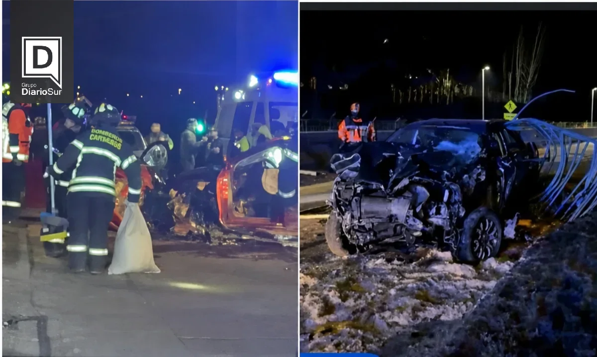 Madrugada de caos vial en Coyhaique: dos accidentes, cuatro heridos y derrames peligrosos en la ciudad